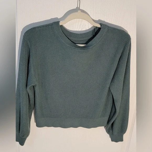 Lululemon Reversible Crossover Sweater•Knit Merino Wool•Medium Forest Green•Sz 4 - Picture 13 of 16